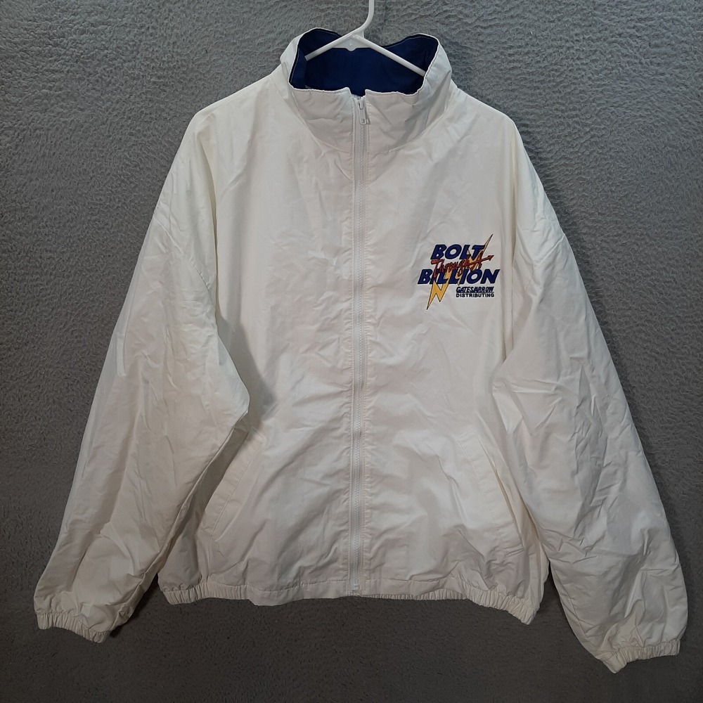 Vintage Dunbrooke Jacket Mens 2XL XXL White Windbreaker Workwear Embroidered 90s